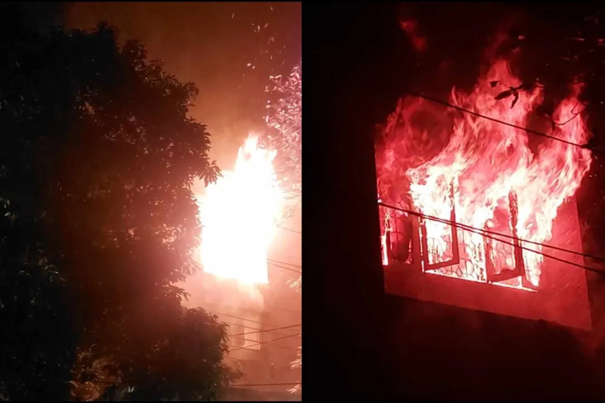এবার হাসিনার বাসভবন সুধা সদনে আগুন