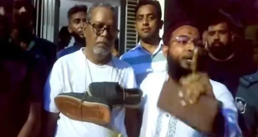 সাবেক সিইসি নুরুল হুদাকে ‘জুতার মালা’ দিয়ে পুলিশে সোপর্দ