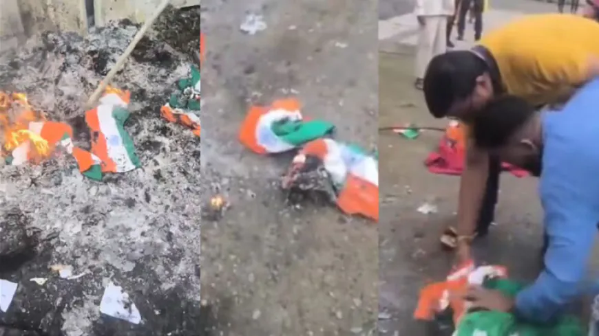 আবর্জনার স্তূপে পোড়ানো হলো ভারতের পতাকা, ভিডিও ভাইরাল